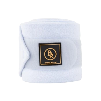 Hellblaues Pferdebinde mit einem schwarzen und goldenen BR-Logo und der Website www.br.nl, entworfen für Unterstützung und Schutz von Pferden.