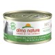 Dosenfutter für Katzen von Almo Nature, gekennzeichnet mit 'HFC Natural', mit Pazifischem Thunfisch. Der Text enthält '100% Natürlich' und einen mehrsprachigen Produktnamen.