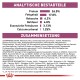 Nährwerttabelle für Haustierfutter, die Zutaten und analytische Komponenten detailliert, einschließlich Protein (26%), Fett (17%) und Ballaststoffgehalt.