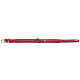 Rotes Leder-Haustierhalsband mit silbernen Nieten und einer Metallschnalle, horizontal vor einem weißen Hintergrund präsentiert.