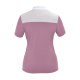 Rückansicht eines Damen-Polo-Shirts in hellrosa mit einem weißen Netz-Oberteil und kurzen Ärmeln.