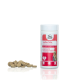Flasche mit "Ladies Tabs" Nahrungsergänzungsmittel für Haustiere, mit verstreuten Tabletten, die behaupten, bei der Geburt zu helfen und Hitzestörungen zu verhindern.