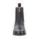 Schwarze Reitstiefel mit Reißverschluss vorne und Zuglasche, mit einem eleganten Design und glatter Oberfläche.