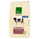 Real Nature dog food bag with cow illustration, labeled "Adult," featuring "Kaltgepresst" and "Rind mit Ente" for cold-pressed beef and duck.