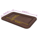 Braunes Haustierbett mit beschrifteten Abmessungen: 55 cm x 35 cm (21,7" x 13,8") und Innenmaßen von 42 cm x 22 cm (16,5" x 8,7").