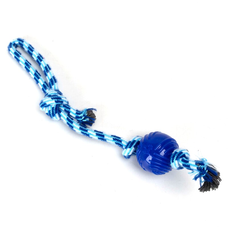 nobleza Hundespielzeug – Zerrseil mit Ball, robust & zahnfreundlich, in 3 Farben blau