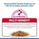 Schüssel mit Trockenfutter unter dem ACTIVBIOME+-Logo und 'MULTI-BENEFIT'; Text: unterstützt Verdauung, Immunsystem und Organgesundheit.