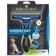 FURminator Unterfell-Entferner Verpackung für große Hunde, blau und schwarz, behauptet, das Haaren um bis zu 99% zu reduzieren.