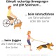 Illustration eines Radfahrers und Joggers mit Hunden, die ein Produkt zeigen, das Stöße absorbiert und Platz für Aktivitäten bietet.