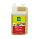 Flasche LEXA Glucosamin-MSM-Liquid zur Unterstützung der Gelenke, mit einem gelben Etikett mit Bildern von Pferden und Text in deutscher Sprache.