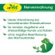 Produktbild von cdVet Nervennahrung, das Text über die ideale Unterstützung für nervöse Haustiere zeigt, ohne deren Wachsamkeit zu beeinträchtigen.