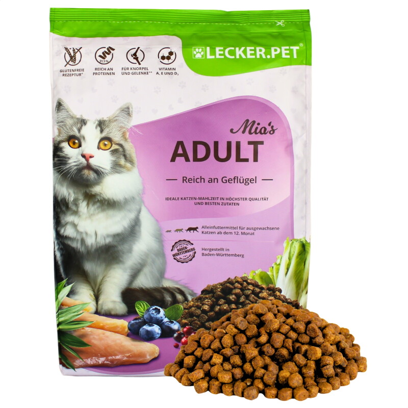 Lyra Pet Lecker.Pet® Mia's Adult Herzhaftes Geflügel Katzenfutter Trockenfutter Vollnahrung 2,5 kg