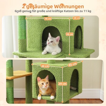 Orange getigerte Katze schläft auf einer grünen supergroßen Hängematte mit den Maßen 51 cm mal 41 cm, geeignet für Katzen bis zu 11 kg.