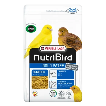 Versele-Laga NutriBird Gold Patee Eifutter für Kanarienvögel, angereichert mit Vitaminen, Mineralien und Honig, feucht und gebrauchsfertig.