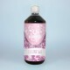 Eine Flasche "Chillout Saft" von der Marke "Tierliebhaber," mit einem rosa Etikett, das Tierikonen und ein Herzdesign zeigt.