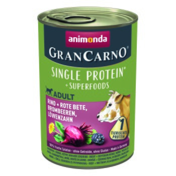 GranCarno Single Protein Superfoods Bœuf, betterave, myrtilles, pissenlit 6x400 g