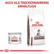 Royal Canin Gastrointestinal Welpen Nassfutterdose und Trockenfutterbeutel, mit dem Text "AUCH ALS TROCKENNAHRUNG ERHÄLTLICH" darüber.