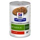 Karma w puszce Hill's Prescription Diet Metabolic dla psów z kurczakiem, oznaczona 'Zalecana przez weterynarzy', podkreśla utratę wagi i jej utrzymanie.