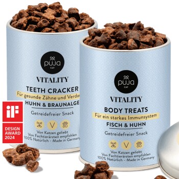 PUJA Snacks Vitality Teeth + Body für Katzen im Doppelpack 300g