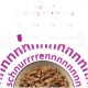 Napf mit Nassfutter für Katzen unter violettem Diagramm ‚Tägliche Fütterungsempfehlung‘ mit 3 kg/4 kg/5 kg und Portionen 2½–3, 3–3½, 3½–4½