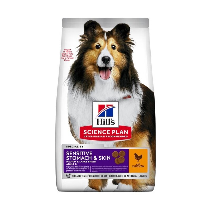 Hill's Science Plan droogvoer hond, Adult, Sensitive, Stomach & Skin 2,5 kg