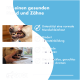 Dalmatiner neben GIGI Dental Care Pulverbehälter mit Text über 9,6 % bessere Zahnsteinreduktion als Standardprodukte.