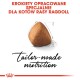 Karma w postaci krokietów zaprojektowana specjalnie dla kotów rasy Ragdoll, z brązowym kawałkiem krokietu i tekstem "tailor-made nutrition" w eleganckim stylu.