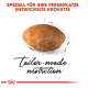 Kibble, das speziell für Perserkatzen entwickelt wurde, mit dem Text "Maßgeschneiderte Ernährung" und "Speziell für Ihre Perserkatze entwickelte Kroketten."