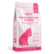 Rosa-weißer KatKare-Katzenfutterbeutel mit der Aufschrift 'Frische Pute & Huhn Essential', Katzensilhouette und 'Eat good. Do good. Feel good.'