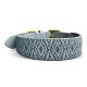 Premium Halsband Gepolstert anthrazit/ blau M