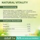 "Natural Vitality" Haustierfutterverpackung zeigt Fisch, Geflügelprotein, Mais; Nährwertanalyse: 41% Protein, 15,5% Fett, 8% anorganische Stoffe, 3,3% Ballaststoffe.