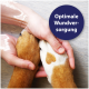 Hände halten zwei Hundenpfoten, eine weiß mit herzförmigem braunen Fleck; lila Badge: "Optimale Wundversorgung".
