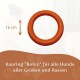 Oranger Hundespielring mit der Aufschrift "Kauring 'Robin'" mit einem Durchmesser von 16 cm, geeignet für alle Hunderassen und -größen.