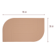 Eine beige Futtermatte für Haustiere mit einer strukturierten, gerippten Oberfläche, die 50 cm mal 28 cm misst, auf einem weißen Hintergrund präsentiert.