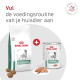 Royal Canin Glycobalance droge zak en nat blik met brokjes en bord; Nederlandse tekst 'Vul de voedingsroutine van je huisdier aan'.