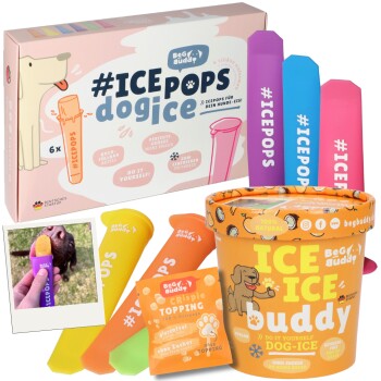 Hundeeis Starter-Kit, Eis + Silikonform + Eistopping für Hunde