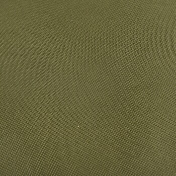 Nahaufnahme eines strukturierten, olivgrünen Stoffes, der wahrscheinlich für Haustierprodukte wie Betten oder Träger verwendet wird.