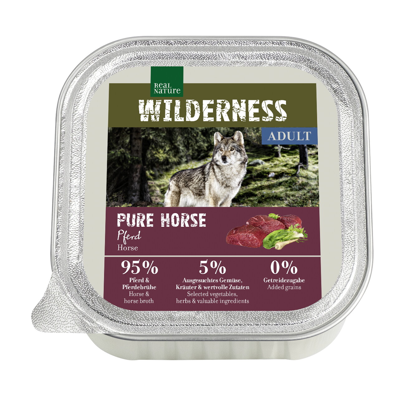 REAL NATURE WILDERNESS Nassfutter Hund, Adult, Pure Horse, Pferd 16x100 g