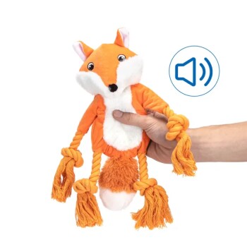 Plüsch-Hundespielzeug Fuchs mit Seil & Sound – Kuschelig & Robust