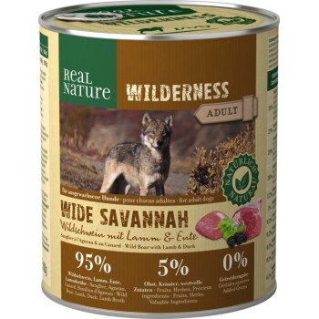 REAL NATURE WILDERNESS Adult 6x800g Wide Savannah Wildschwein mit Lamm & Ente