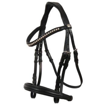 Hans Melzer Trense Valluhn schwarz/silber englisches Reithalfter ohne Sperrriemen WB (Warmblut)