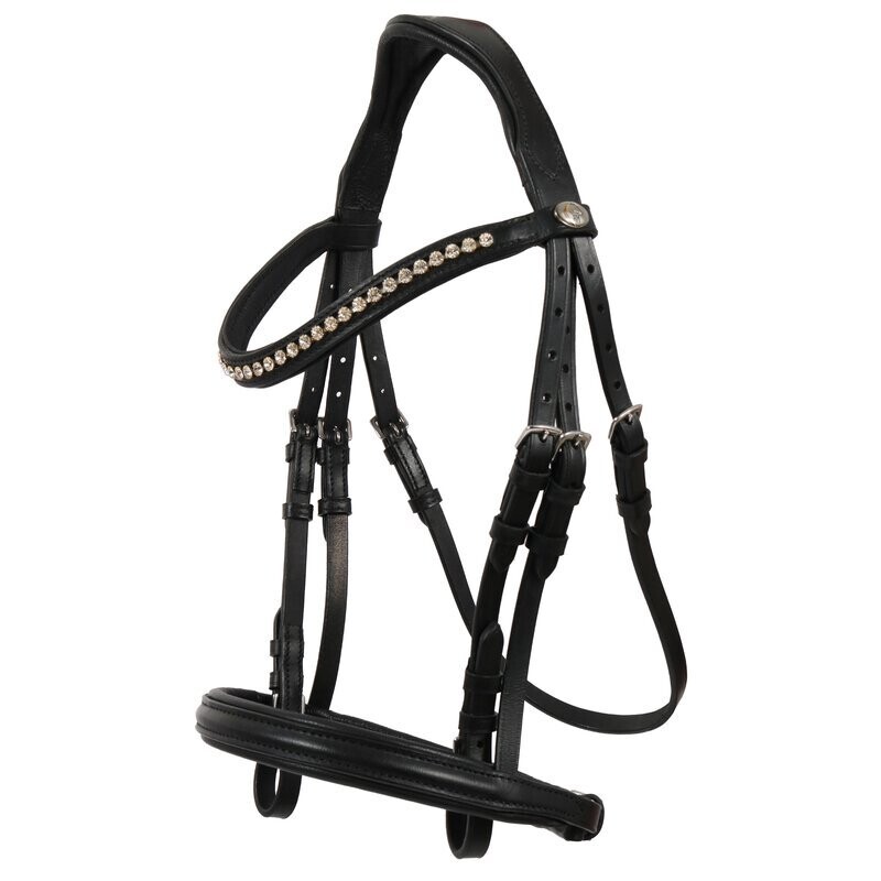Hans Melzer Horse Equipment Hans Melzer Trense Valluhn schwarz/silber englisches Reithalfter ohne Sperrriemen WB (Warmblut)