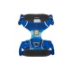 Blaues Hundegeschirr mit verstellbaren Riemen und einem gepolsterten Brustbereich, mit dem Ruffwear-Logo und einem reflektierenden Design.