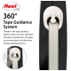 Flexi 360° Tape Guidance System for pet leashes, featuring a close-up of the tape mechanism and text explaining its jam-free design.