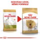 Image comparant deux sacs de nourriture pour chiens Royal Canin pour Grands Danois, avec le texte "NOUVEAU LOOK, MÊME FORMULE" indiquant un nouveau look mais la même formule.