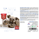 BIO SCHUTZ Ungeziefer-Shampoo-Etikett: Foto von Katze und Hund, 'Mit Pflegeformel Jojobaöl + Vitamin E' und rotes Siegel 'gegen: Flöhe Zecken Milben'.