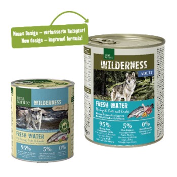 WILDERNESS Nassfutter für Hunde Adult Fresh Water, Hering, Lachs und Ente 24x800 g