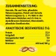 Informations nutritionnelles pour la nourriture pour animaux sur un fond jaune vif, détaillant les ingrédients et les composants analytiques comme la teneur en protéines et en matières grasses.