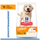 Hill's Science Plan Light Hundefuttersack (Adult 1–5) mit Huhn — orangefarbener Aufdruck 'LIGHT' und '3 Essential Benefits'.