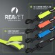 REAVET Professional Hundeleinen in 4 Farben (Gelb, Orange, Blau, Schwarz), schwarze Karabiner; sichtbarer Text: 'In 4 Farben erhältlich'